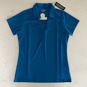 OGIO Activewear Short Sleeve V Neck Polyester Polo Golf Shirt Blue Sz S NWT